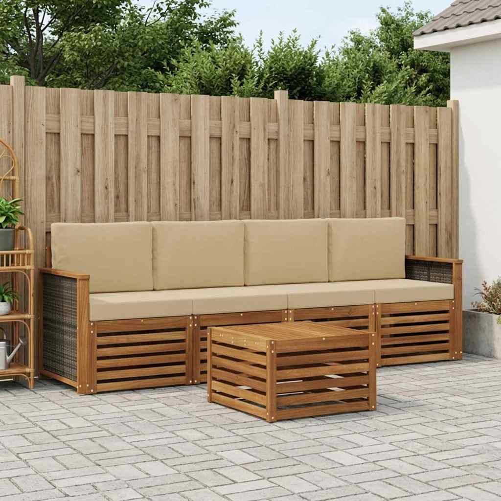 Ensemble de canapés d'extérieur 5 pc Naturel et Beige