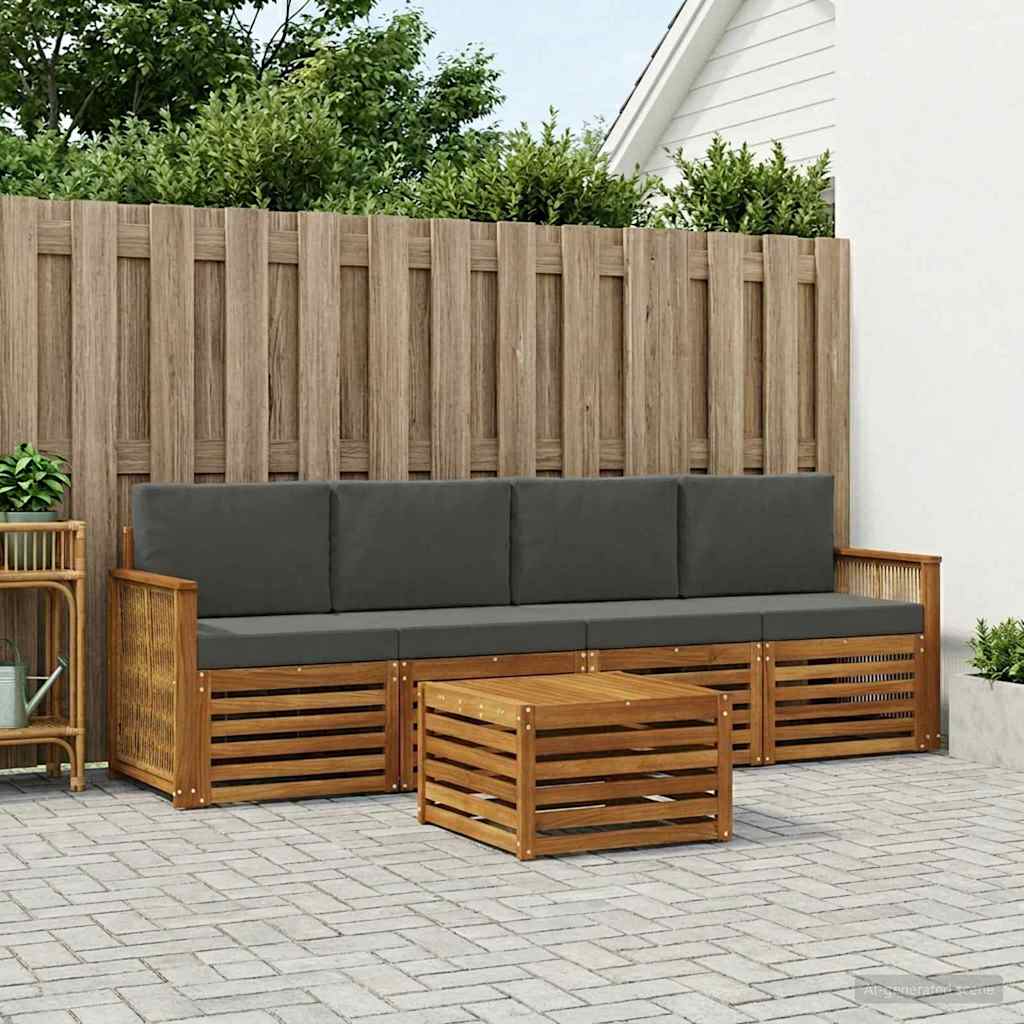 Ensemble de canapés d'extérieur 5 pcs Naturel et Anthracite - XIOS