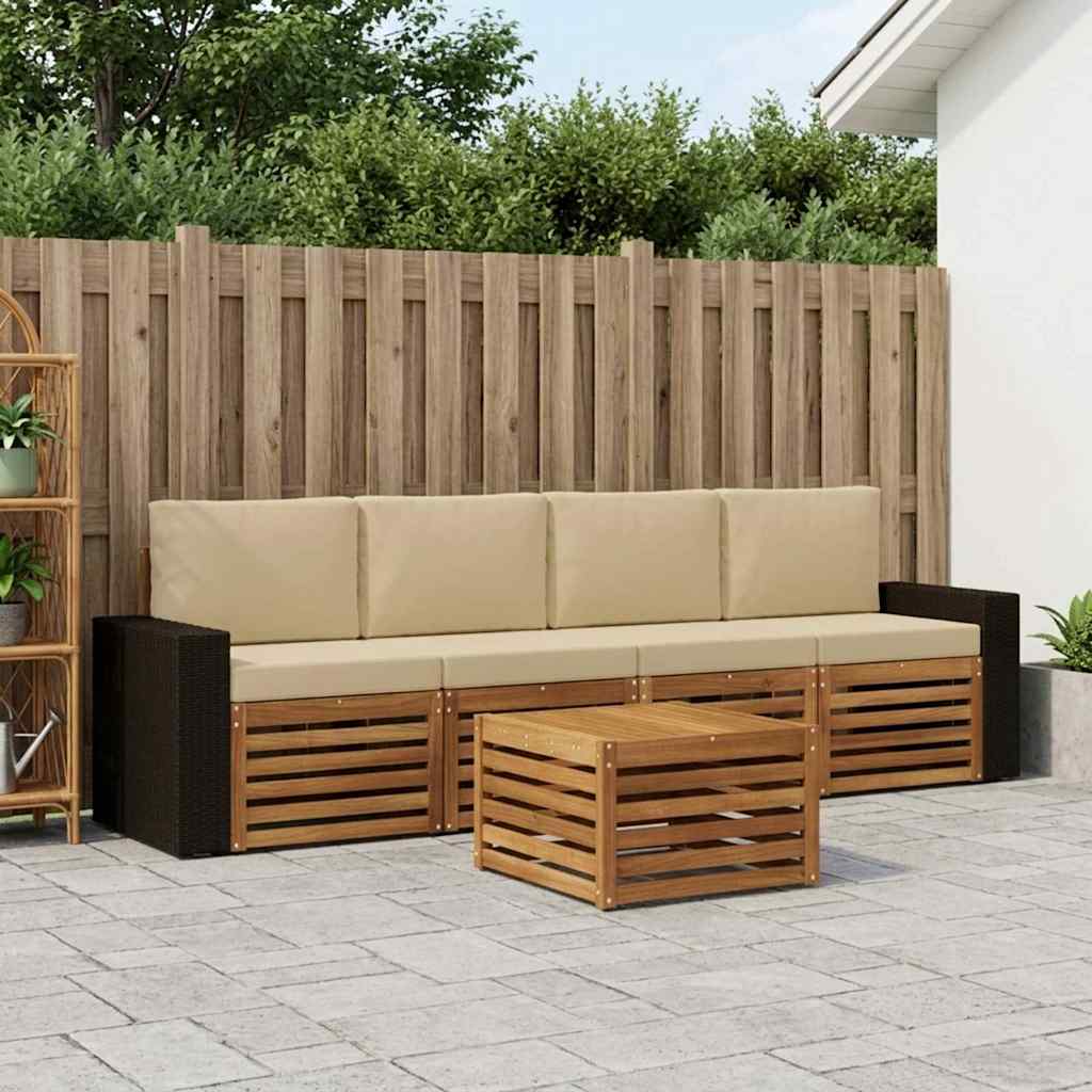 Ensemble de canapés d'extérieur 5 pcs Naturel et Beige - XIOS