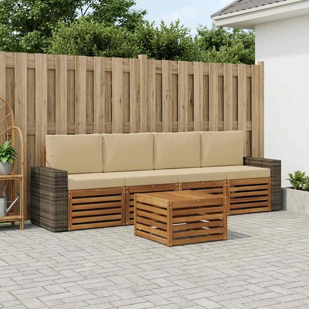 Ensemble de canapés d'extérieur 5 pcs Naturel et Beige - XIOS