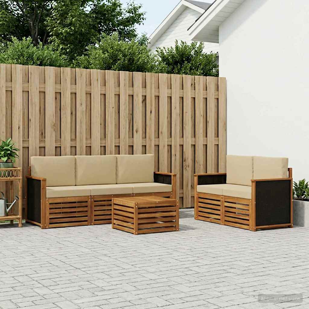 Ensembles de canapés avec coussin 6 pcs Bois d'Acacia Massif - XIOS