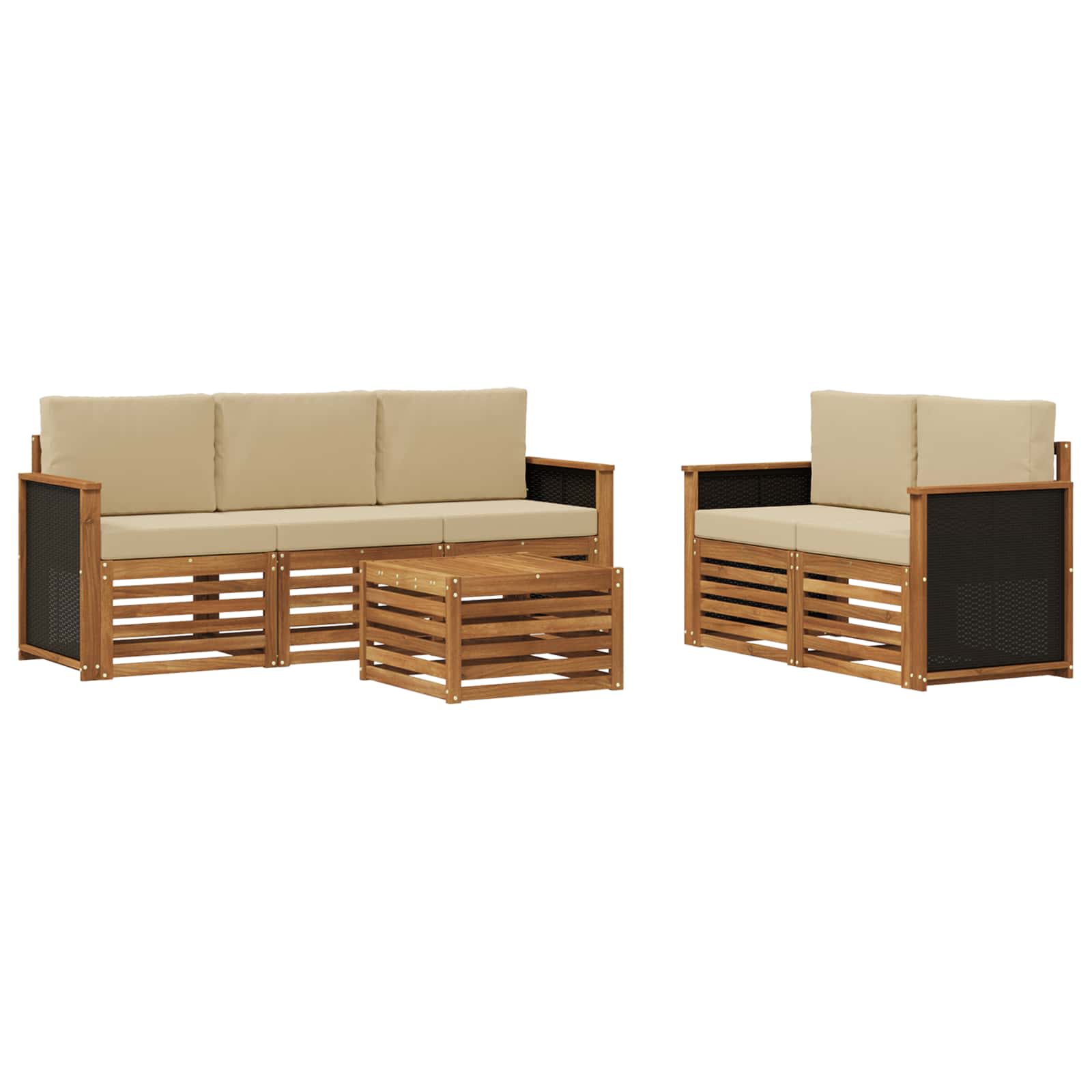Ensembles de canapés avec coussin 6 pcs Bois d'Acacia Massif - XIOS