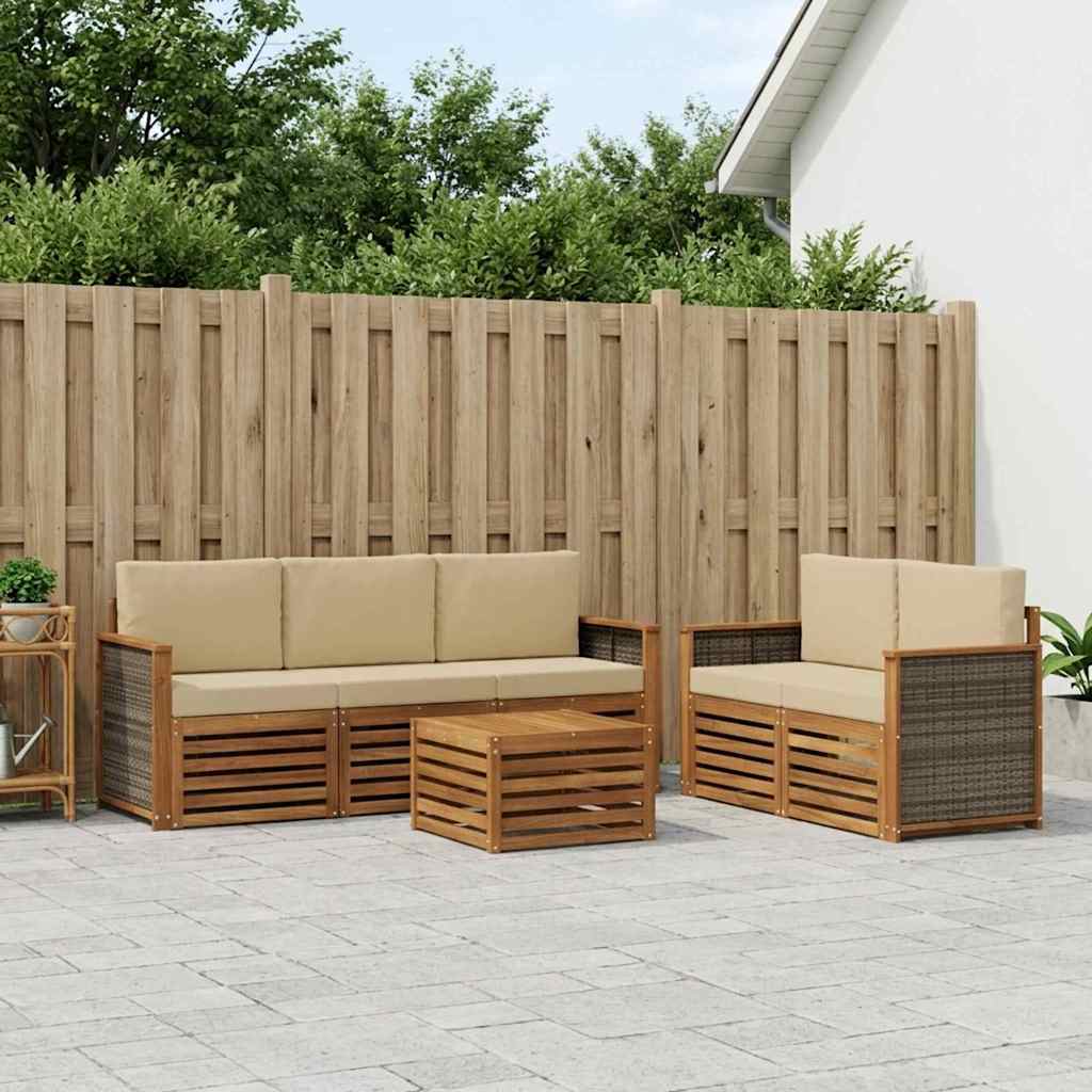 Ensembles de canapés avec coussin 6 pcs Bois d'Acacia Massif - XIOS