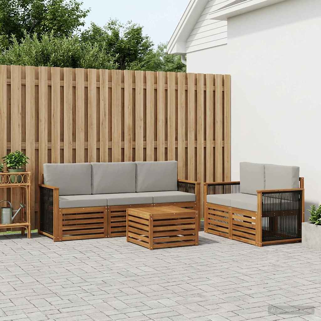 Ensembles de canapés avec coussin 6 pcs Bois d'Acacia Massif - XIOS