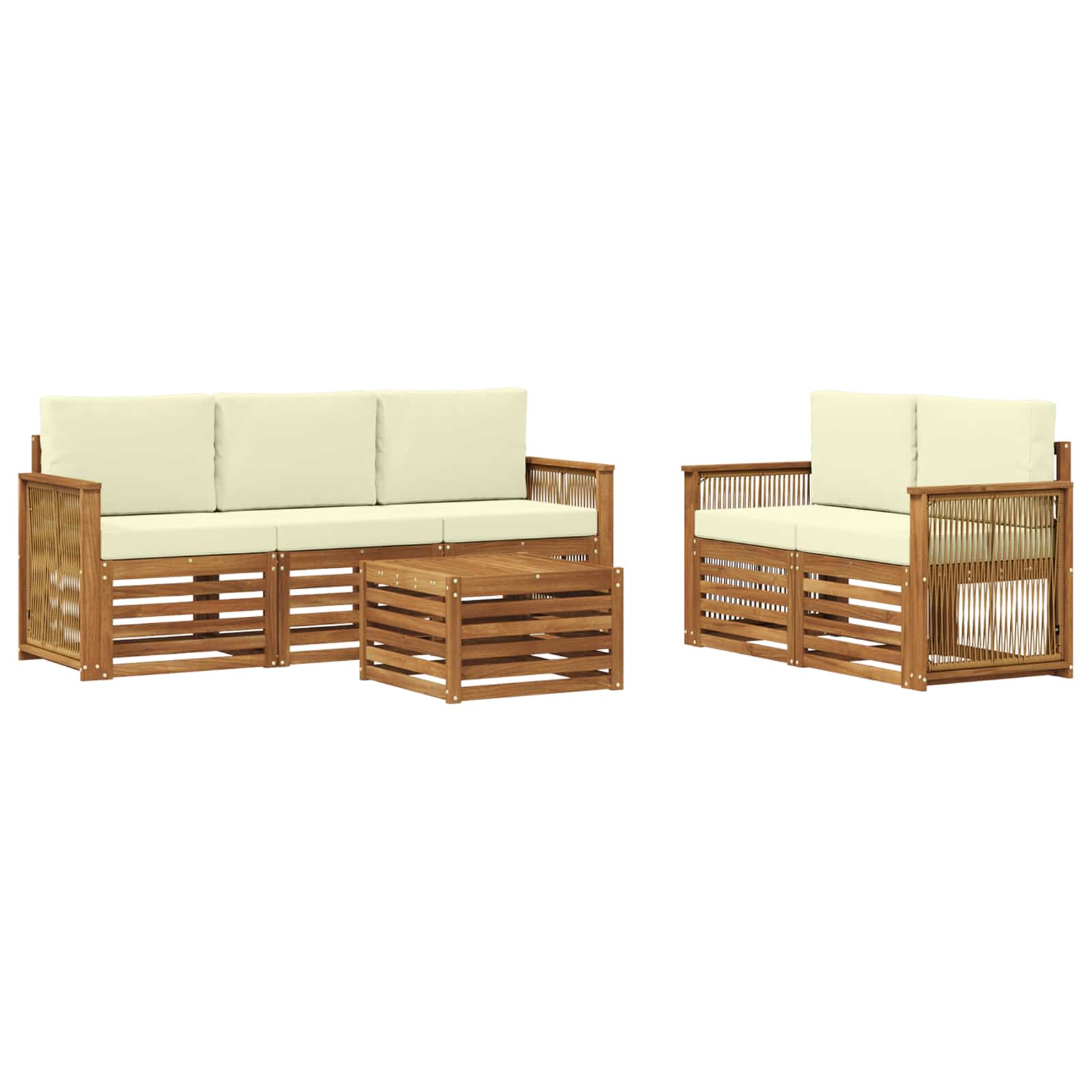 Ensembles de canapés avec coussin 6 pcs Bois d'Acacia Massif - XIOS