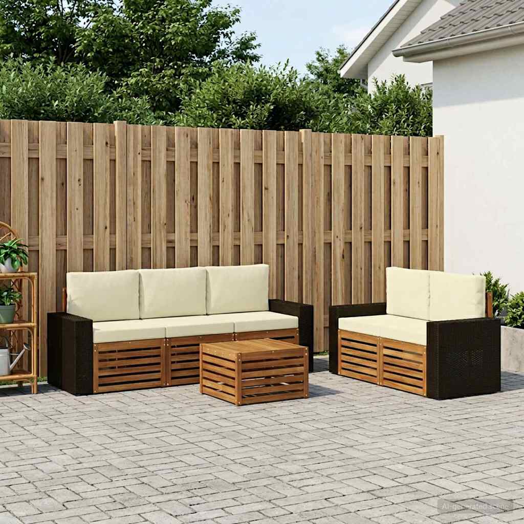 Ensembles de canapés avec coussin 6 pcs Bois d'Acacia Massif - XIOS