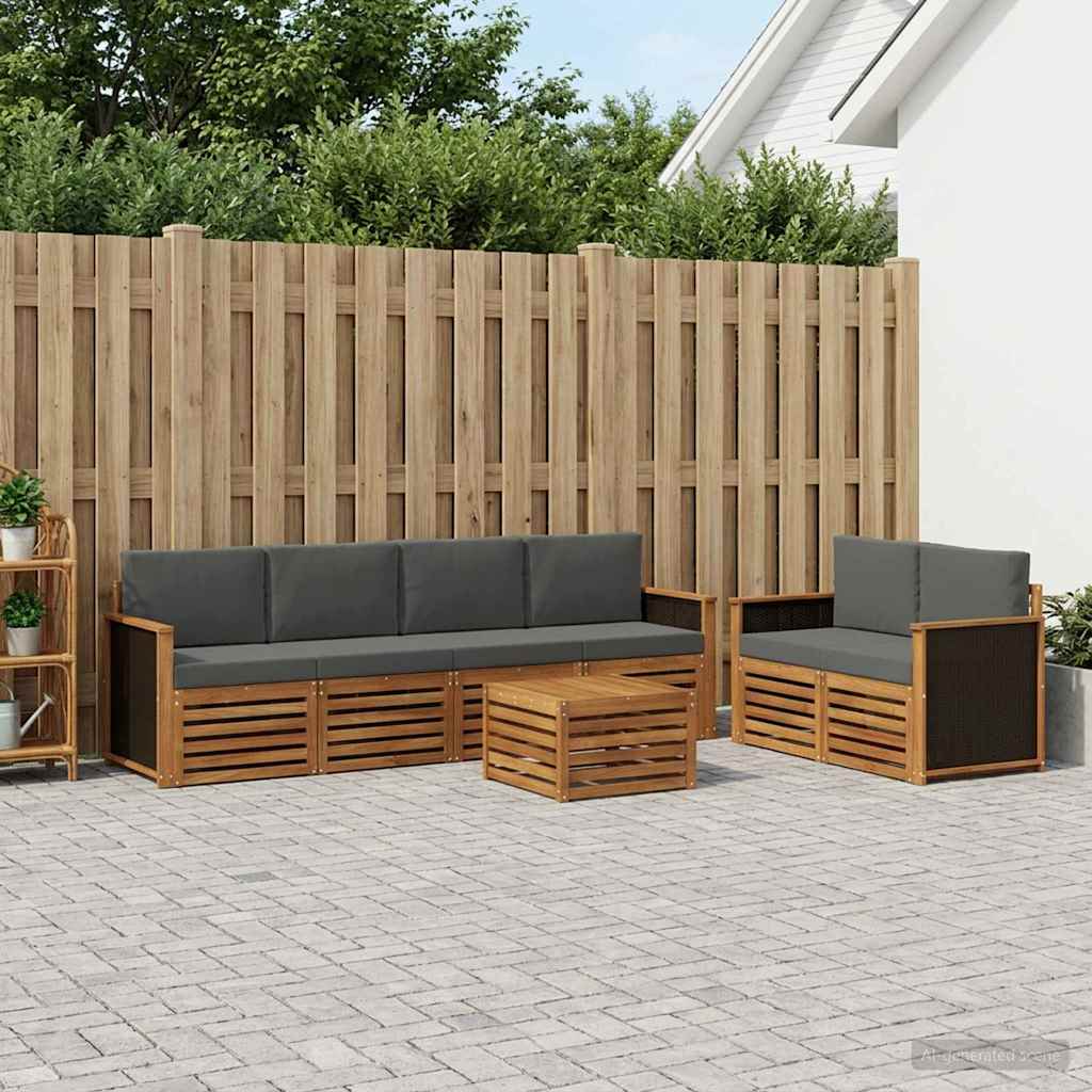Ensemble de canapés d'extérieur 7 pc Naturel et Anthracite