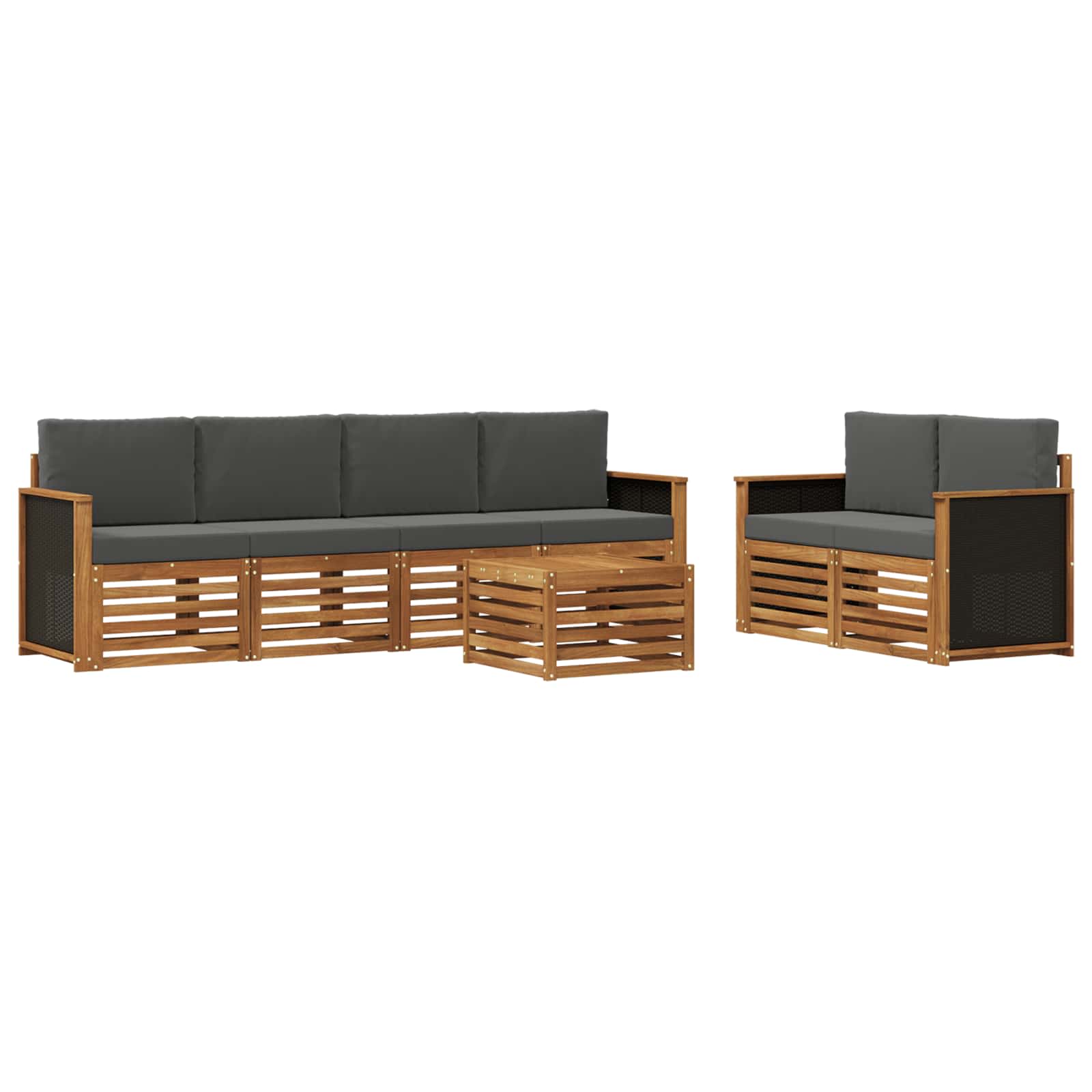 Ensemble de canapés d'extérieur 7 pc Naturel et Anthracite