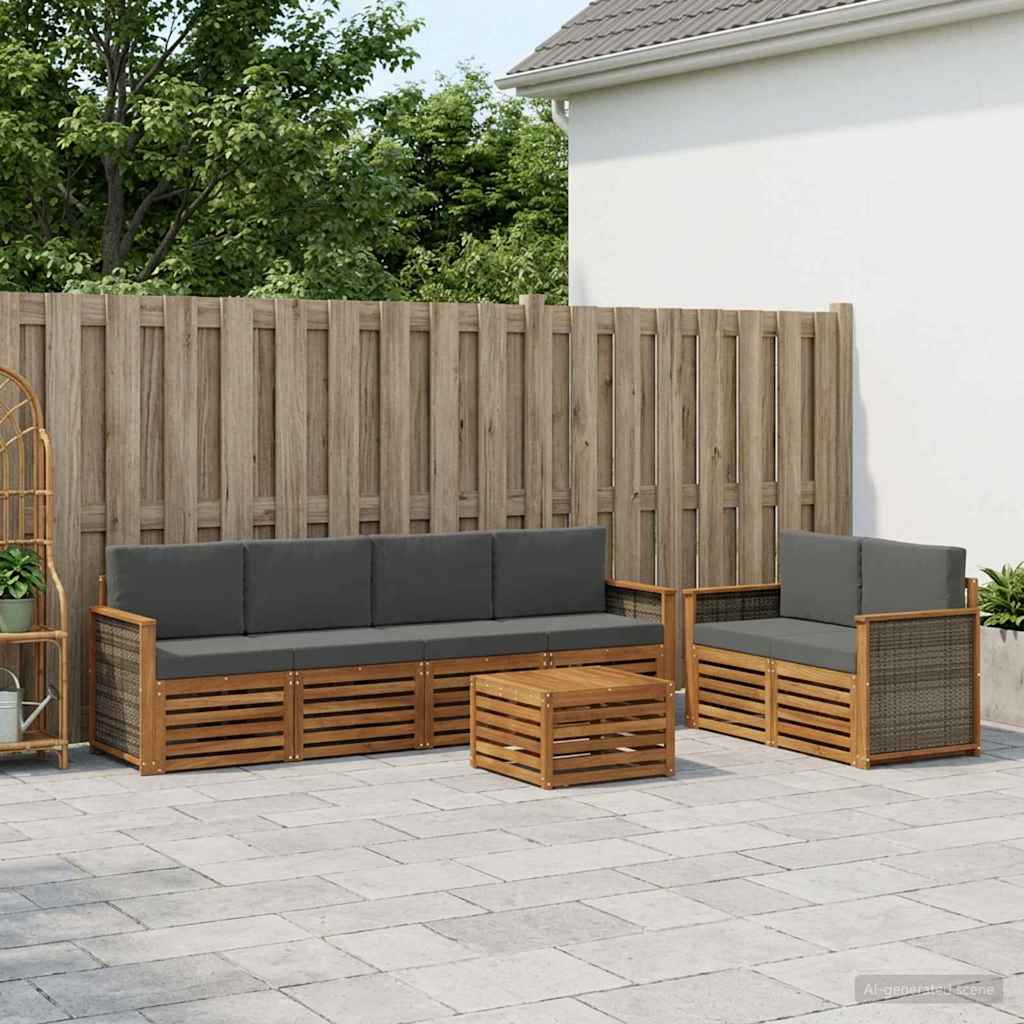 Ensemble de canapés d'extérieur 7 pcs Naturel et Anthracite - XIOS