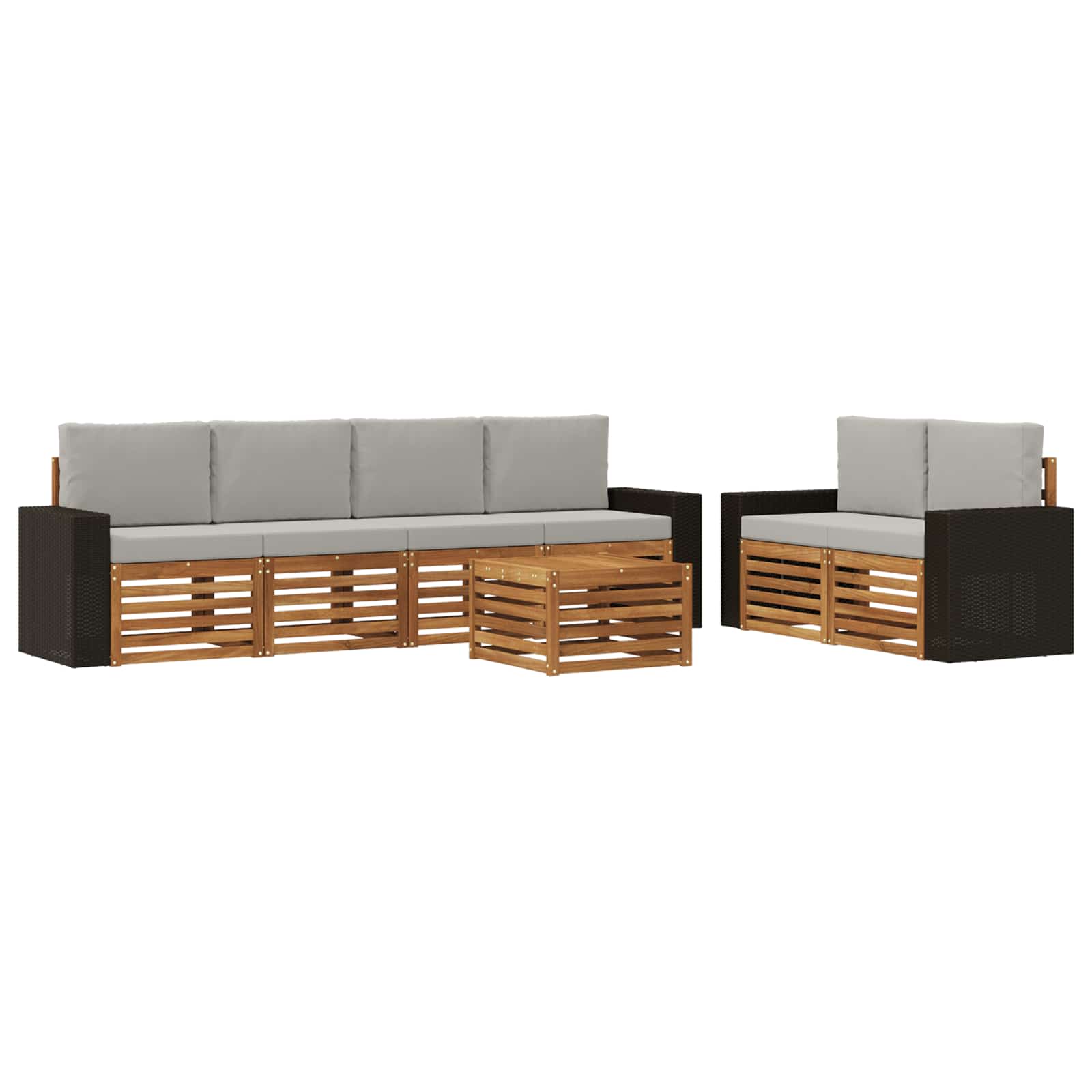 Ensemble de canapés d'extérieur 7 pcs Naturel et gris clair - XIOS
