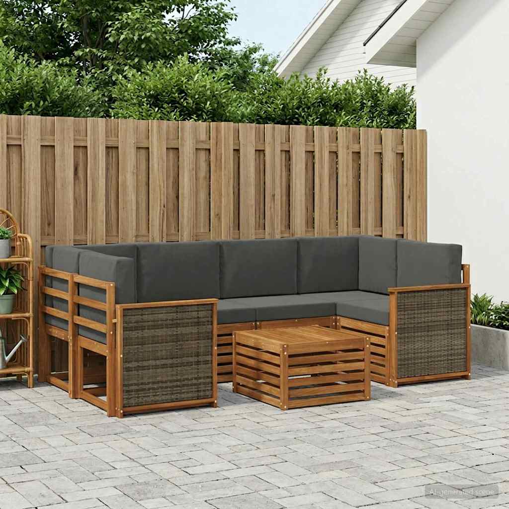 Ensemble de canapés d'extérieur 7 pcs Naturel et Anthracite - XIOS