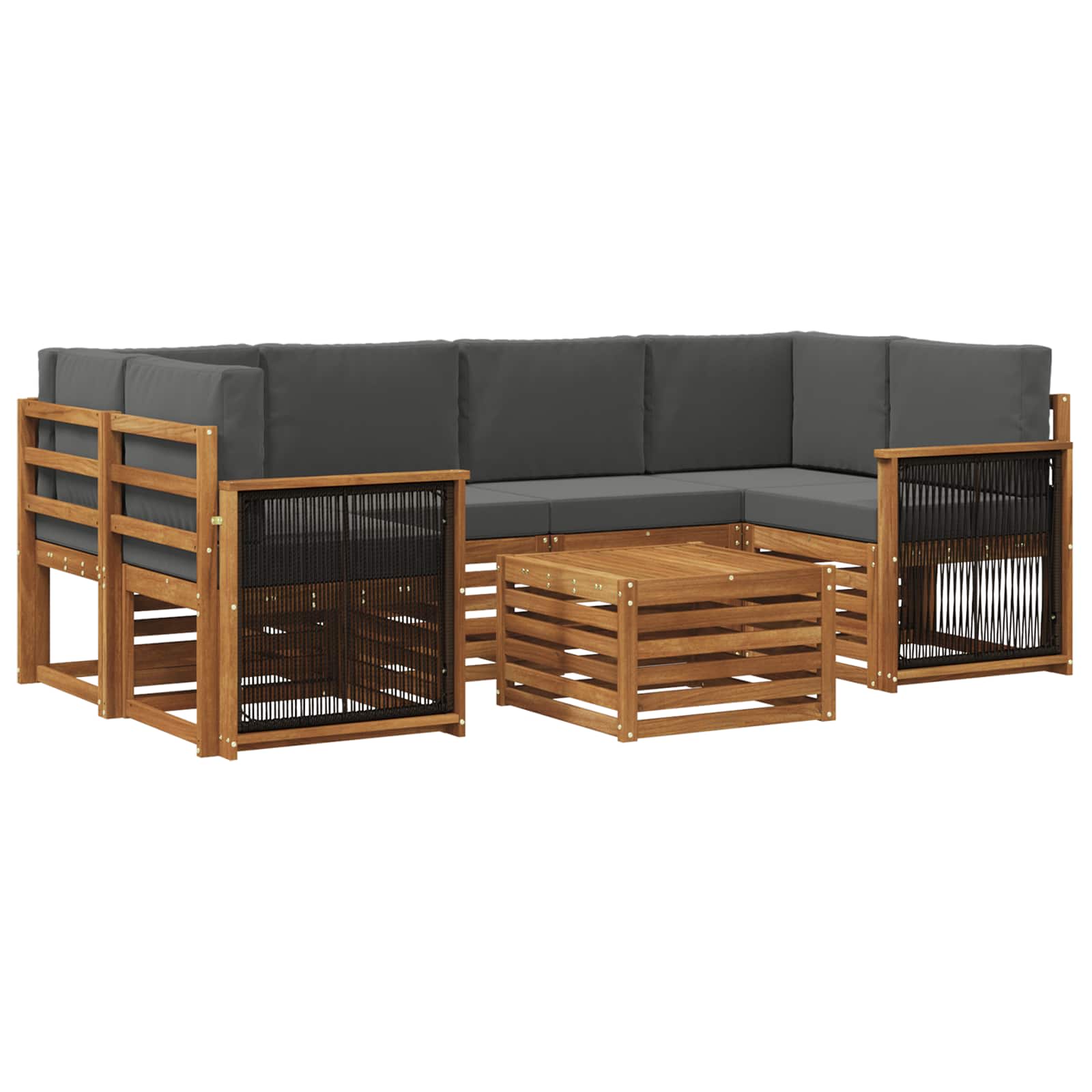 Ensemble de canapés d'extérieur 7 pc Naturel et Anthracite