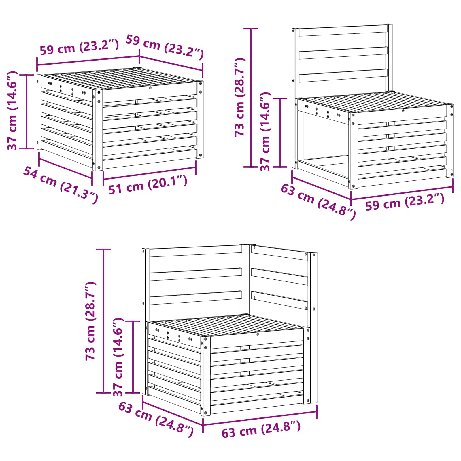 Ensemble de canapés d'extérieur 8 pcs Naturel - XIOS