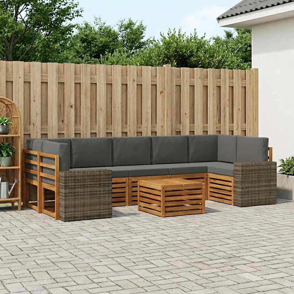 Ensemble de canapés d'extérieur 8 pcs Naturel et Anthracite - XIOS