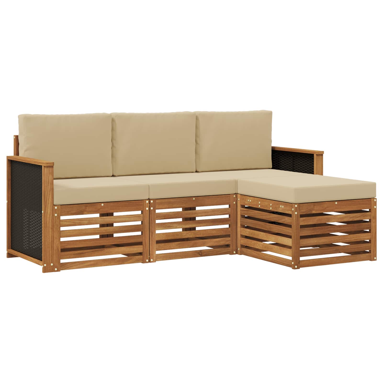 Ensemble de canapés d'extérieur 4 pcs Naturel et Beige - XIOS