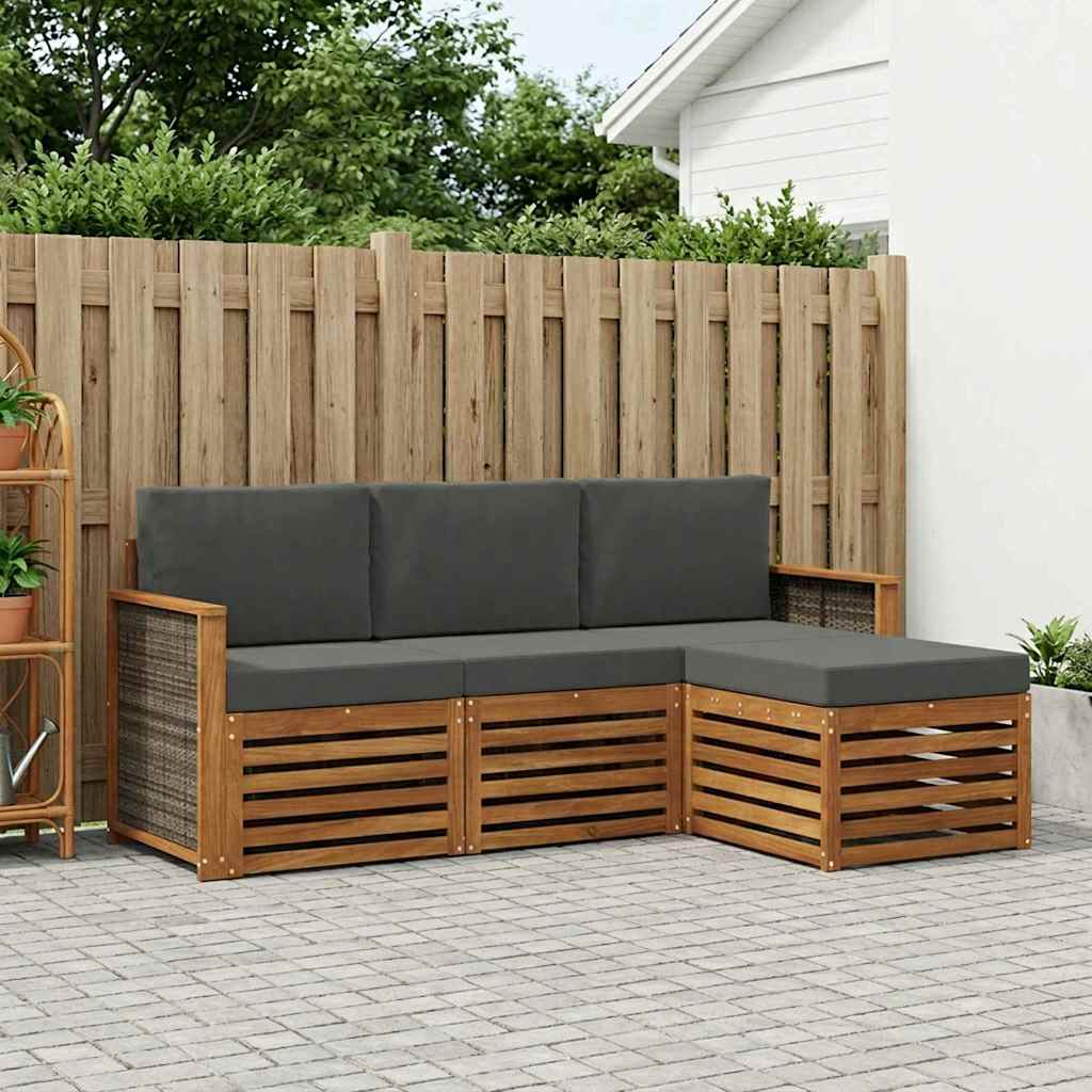 Ensemble de canapés d'extérieur 4 pcs Naturel et Anthracite - XIOS