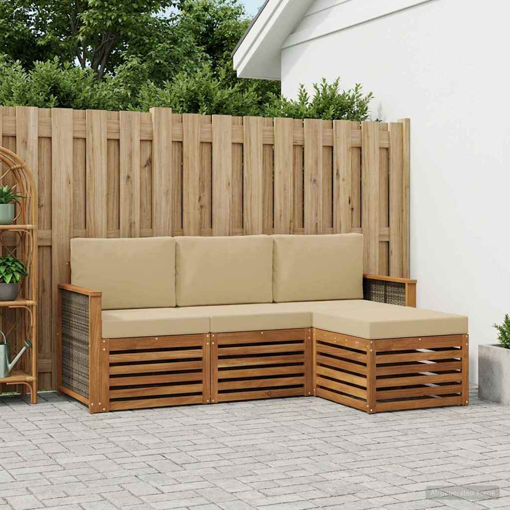 Ensemble de canapés d'extérieur 4 pcs Naturel et Beige - XIOS
