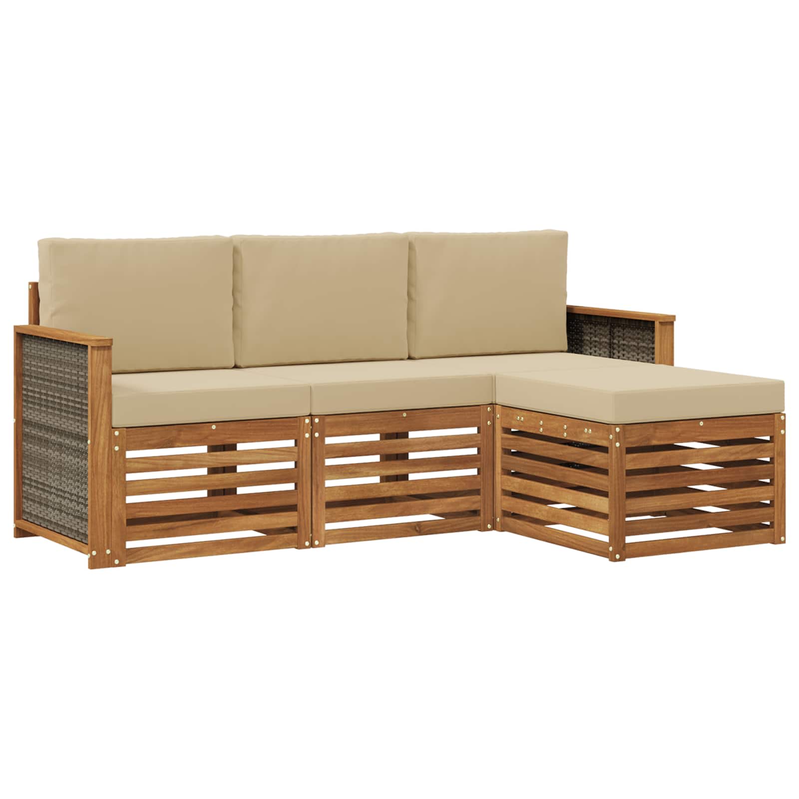 Ensemble de canapés d'extérieur 4 pcs Naturel et Beige - XIOS