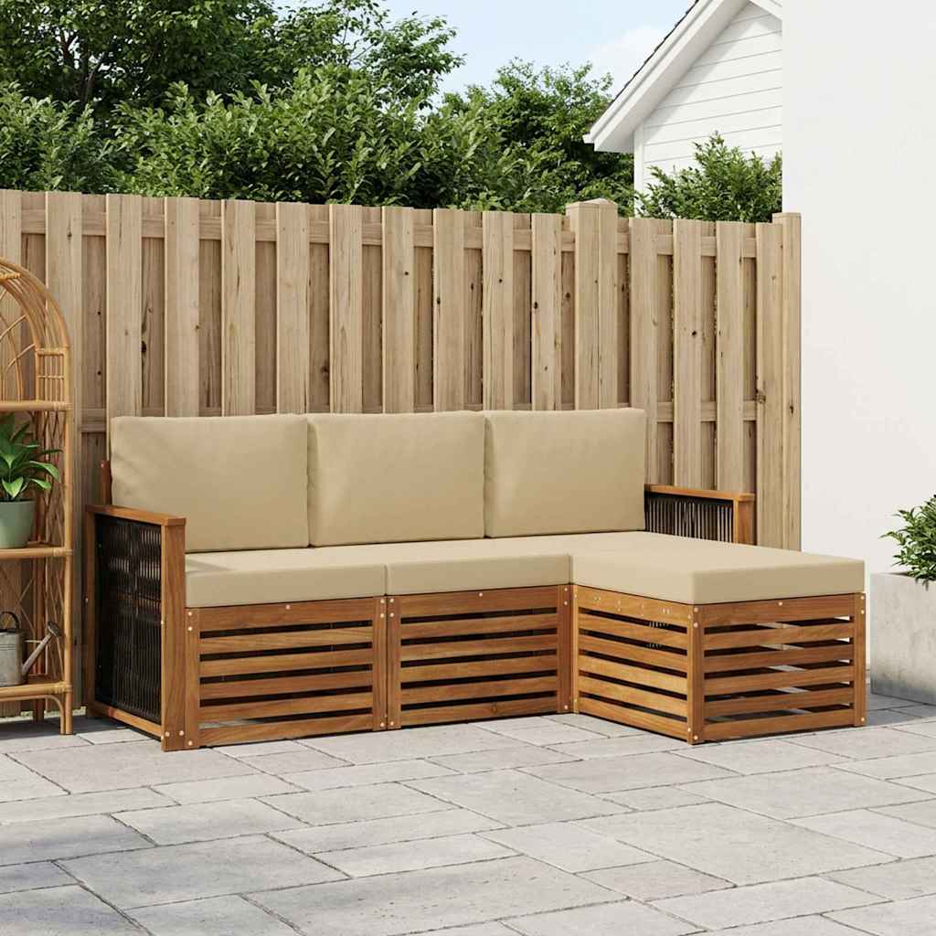 Ensemble de canapés d'extérieur 4 pc Naturel et Beige