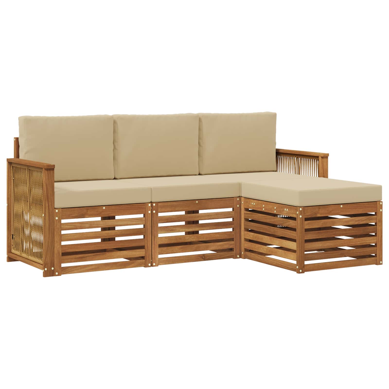 Ensemble de canapés d'extérieur 4 pcs Naturel et Beige - XIOS