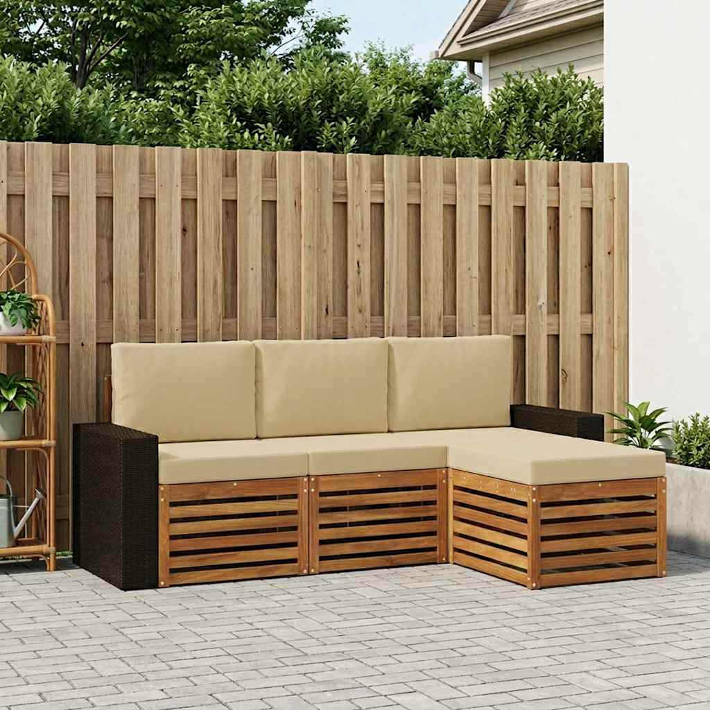 Ensemble de canapés d'extérieur 4 pc Naturel et Beige
