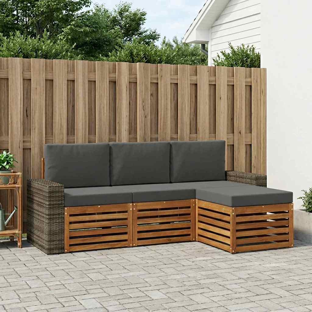 Ensemble de canapés d'extérieur 4 pcs Naturel et Anthracite - XIOS