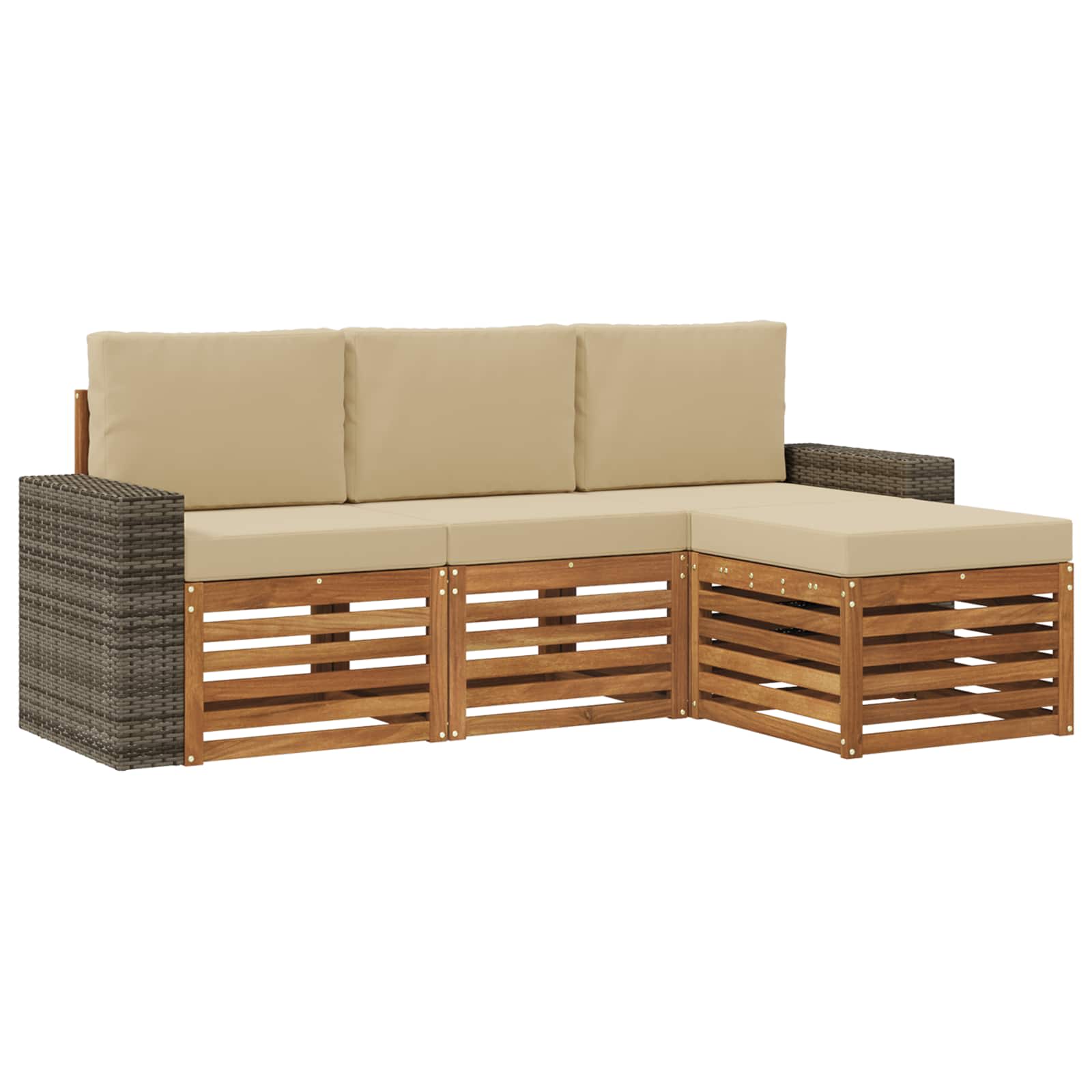 Ensemble de canapés d'extérieur 4 pcs Naturel et Beige - XIOS