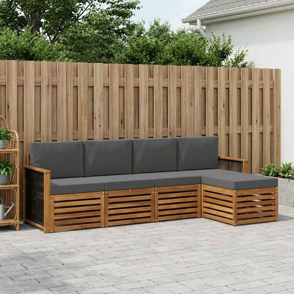Ensemble de canapés d'extérieur 5 pcs Naturel et Anthracite - XIOS
