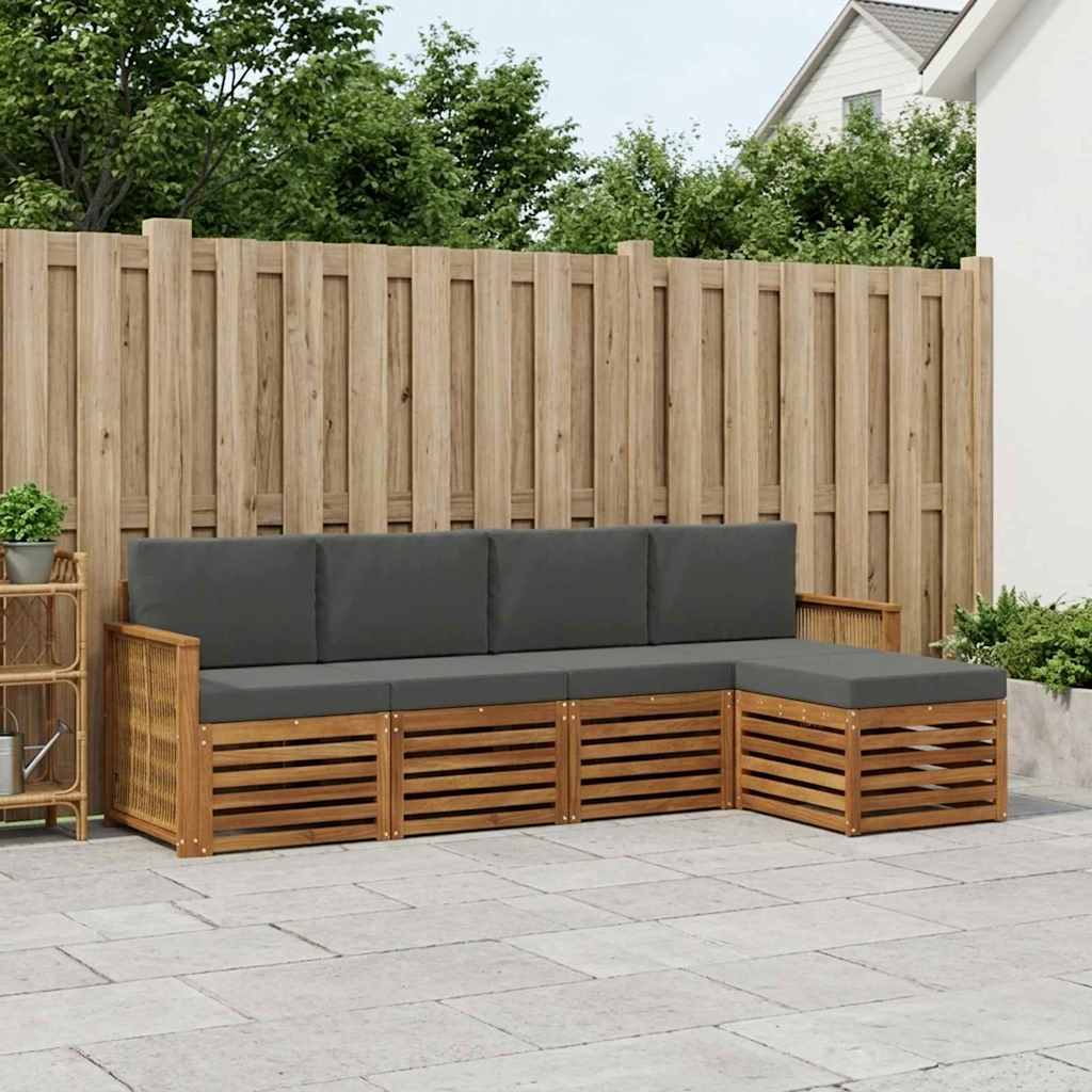 Ensemble de canapés d'extérieur 5 pc Naturel et Anthracite