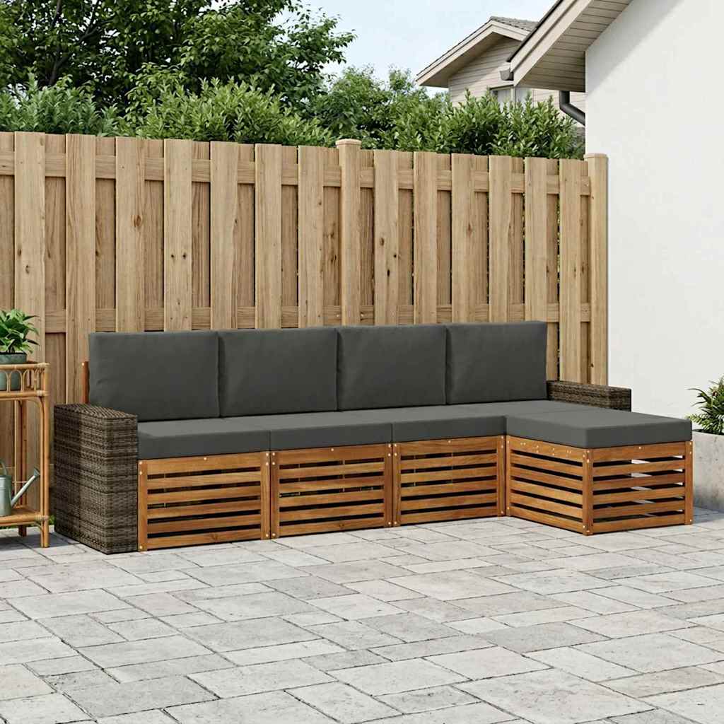 Ensemble de canapés d'extérieur 5 pcs Naturel et Anthracite - XIOS