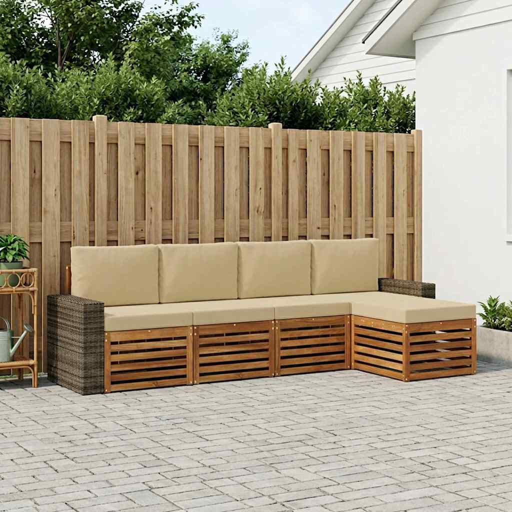 Ensemble de canapés d'extérieur 5 pcs Naturel et Beige - XIOS
