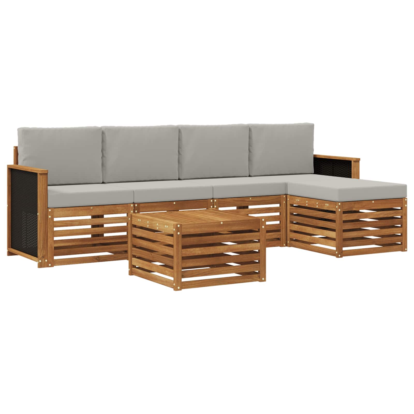Ensemble de canapés d'extérieur 6 pcs Naturel et gris clair - XIOS