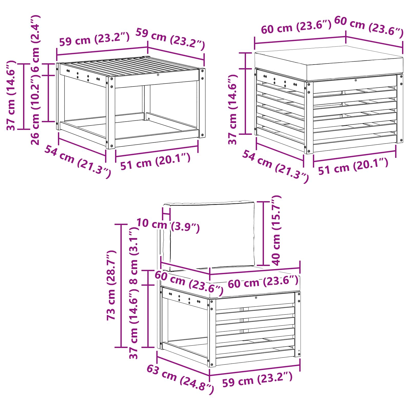 Ensemble de canapés d'extérieur 6 pcs Naturel et gris clair - XIOS