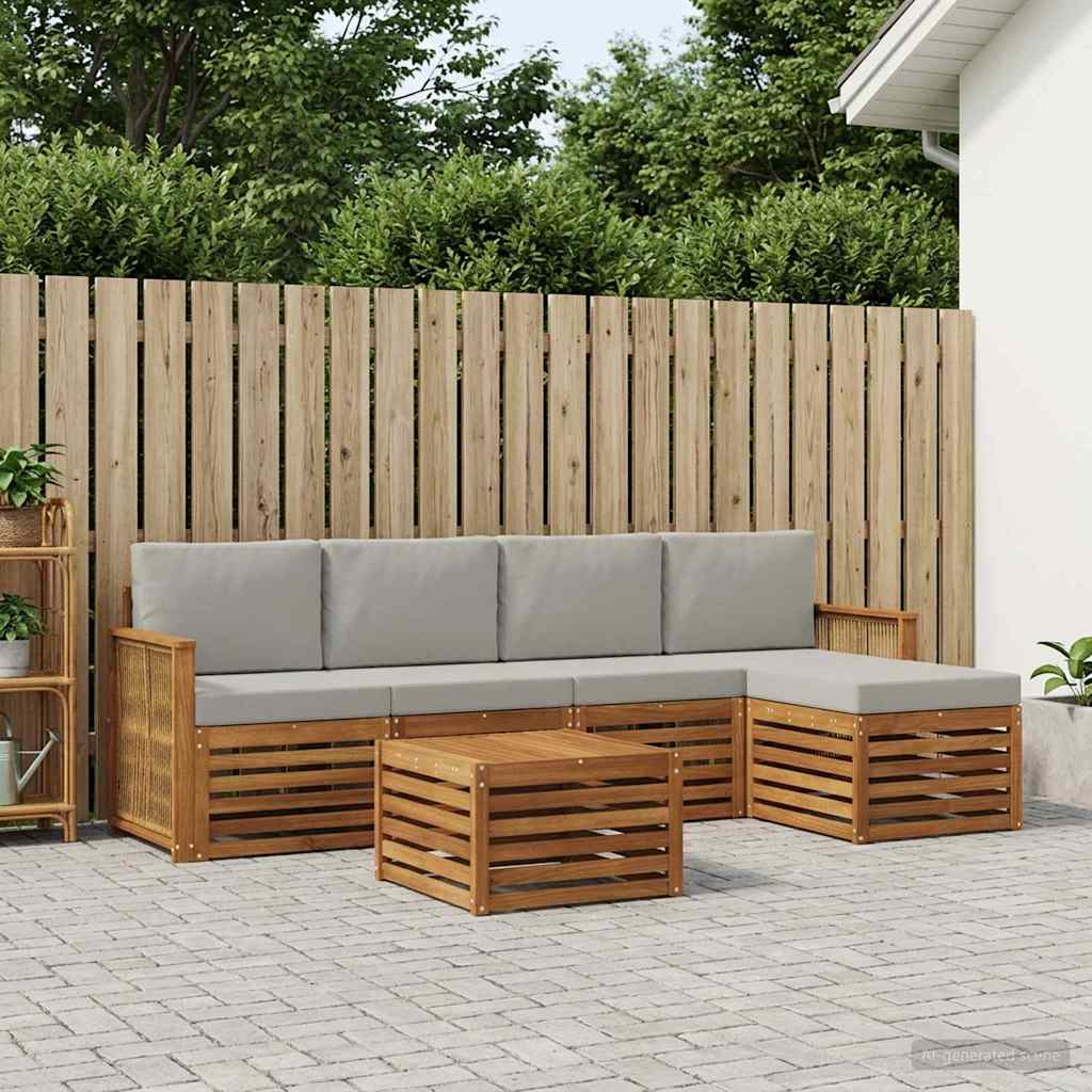 Ensemble de canapés d'extérieur 6 pcs Naturel et gris clair - XIOS