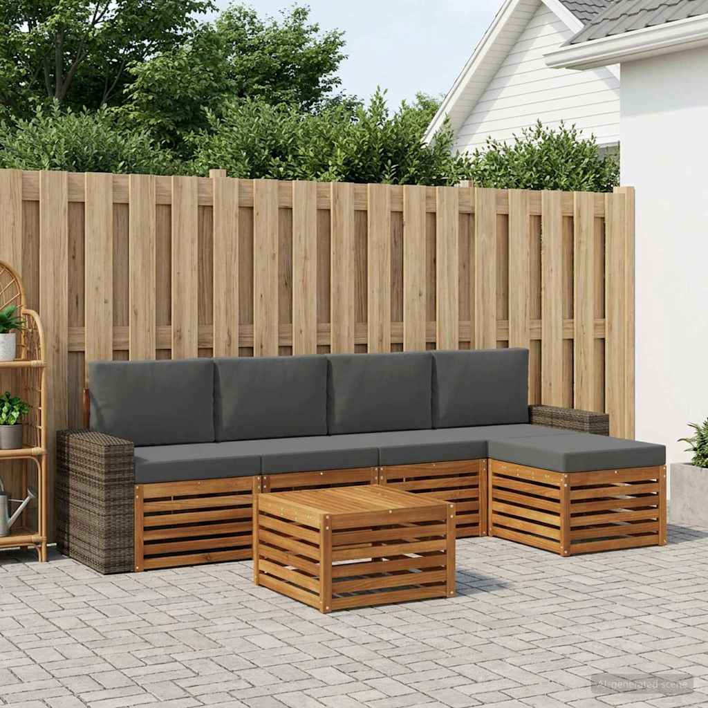 Ensemble de canapés d'extérieur 6 pcs Naturel et Anthracite - XIOS