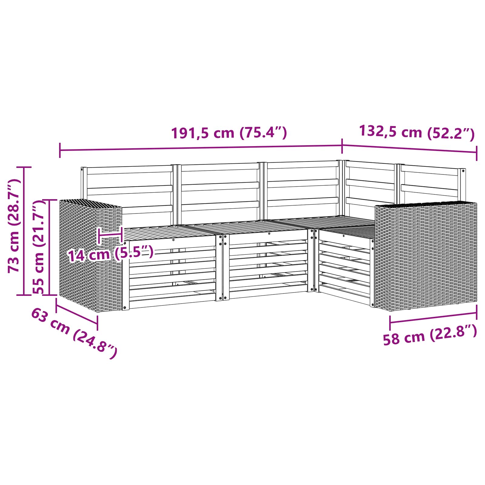 Ensemble de canapés d'extérieur 4 pc Polyester