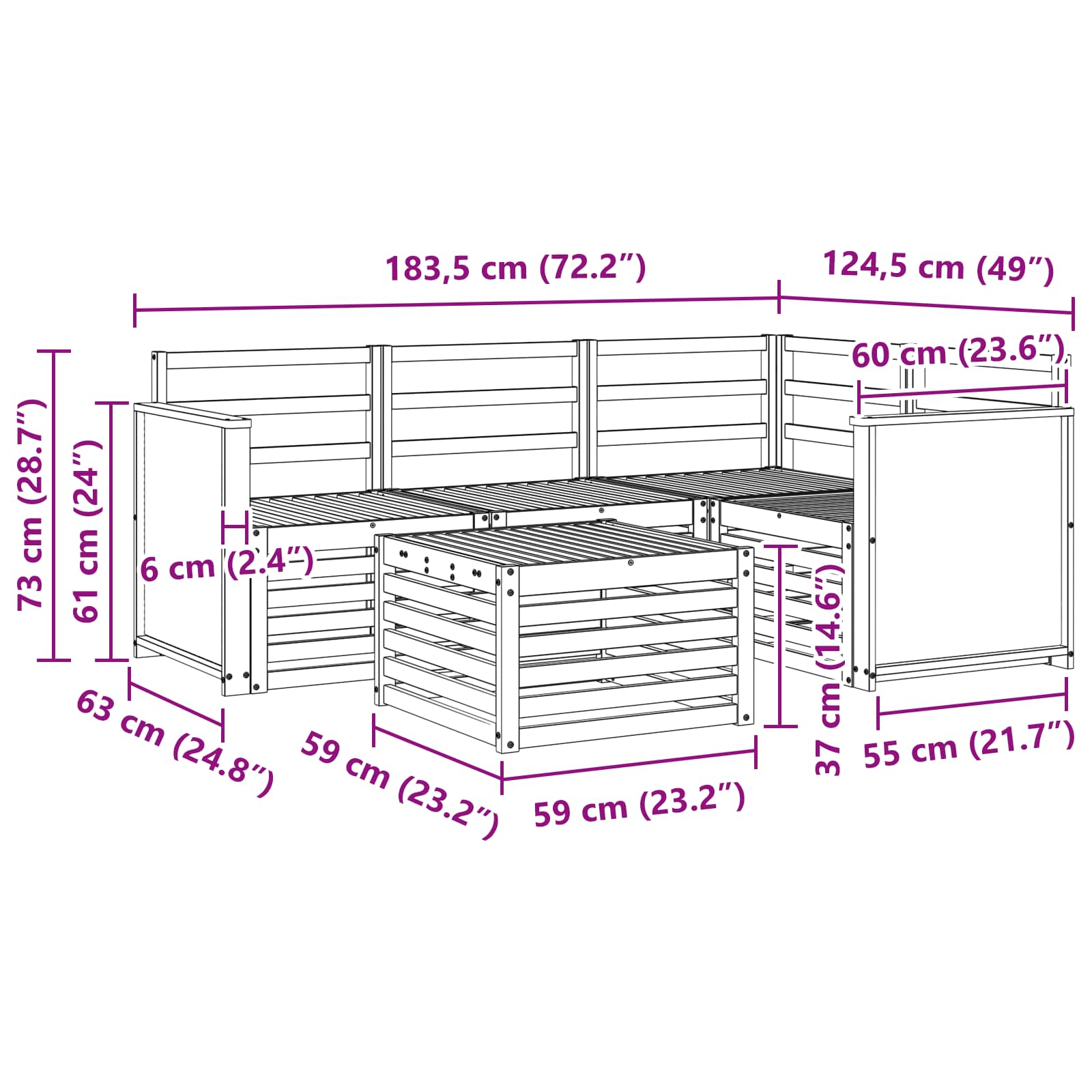 Ensemble de canapés d'extérieur 5 pc Naturel Polyester