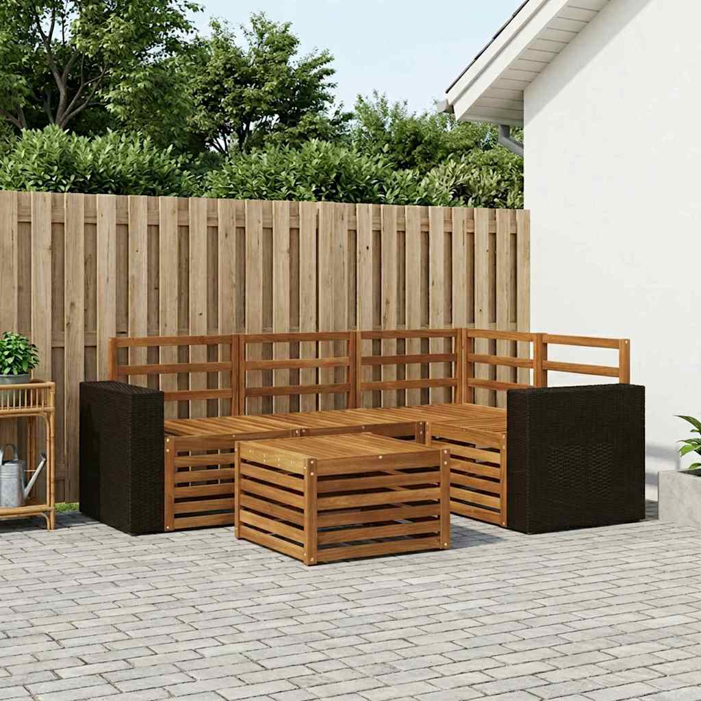 Ensemble de canapés d'extérieur 5 pc Naturel Polyester