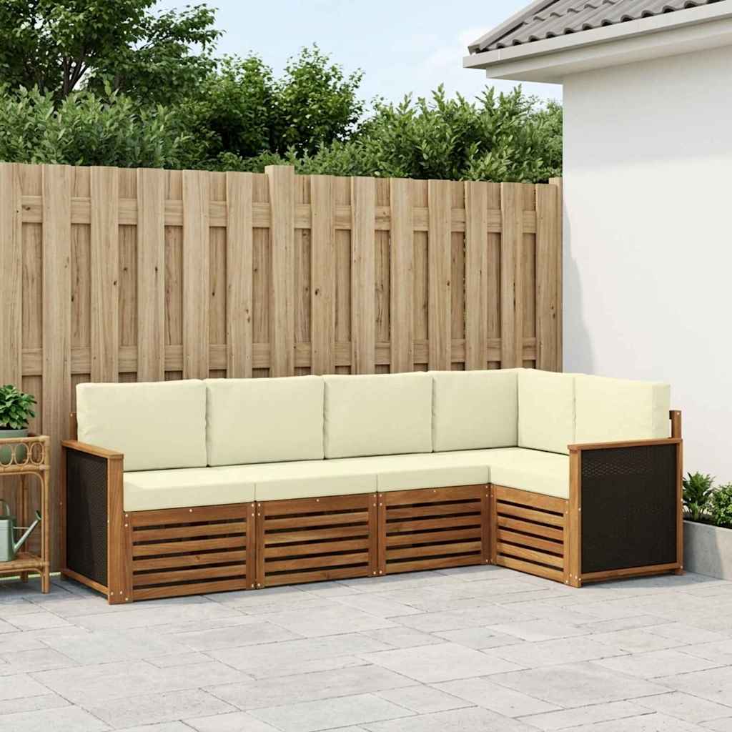 Ensemble de canapé d'angle avec coussin 4 pcs Naturel et Crème - XIOS