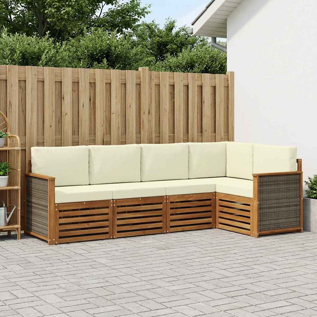 Ensemble de canapé d'angle avec coussin 4 pcs Naturel et Crème - XIOS
