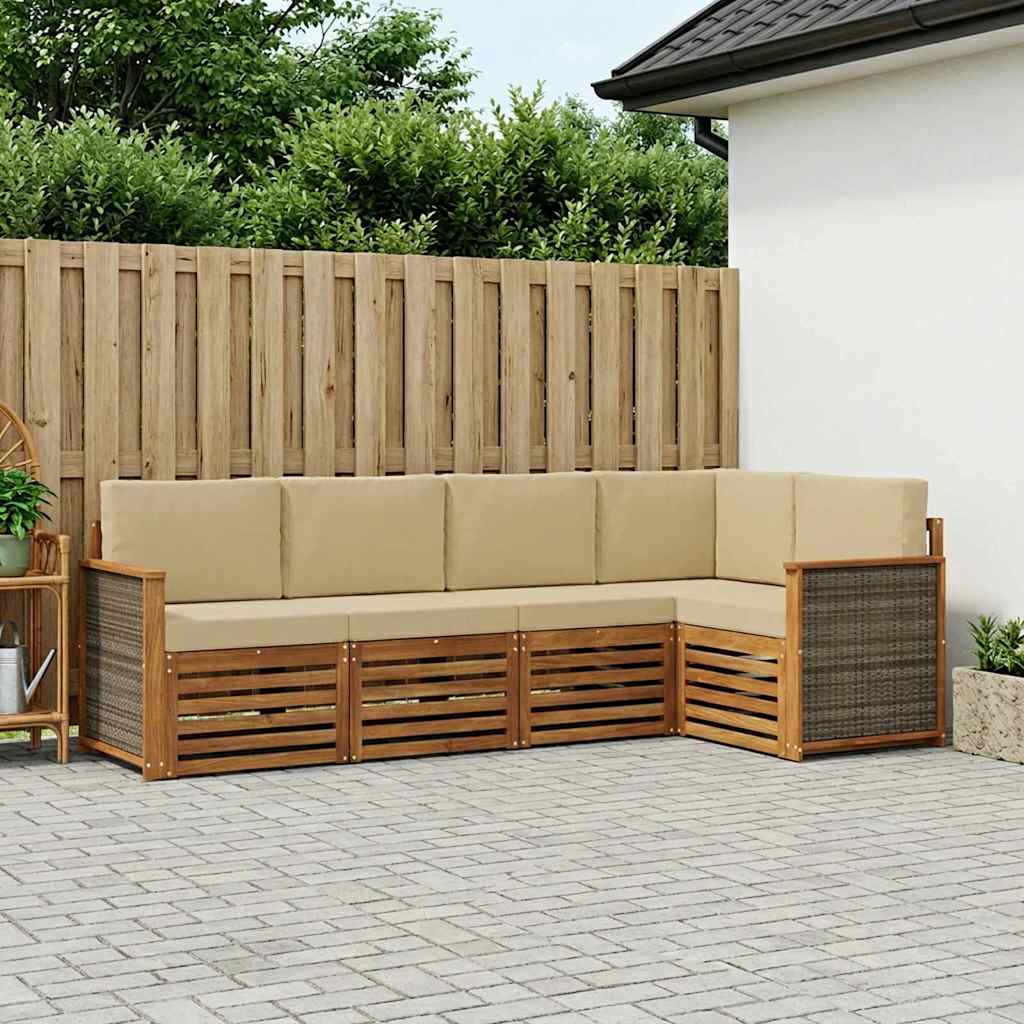 Ensemble de canapé d'angle avec coussin 4 pcs Naturel - XIOS