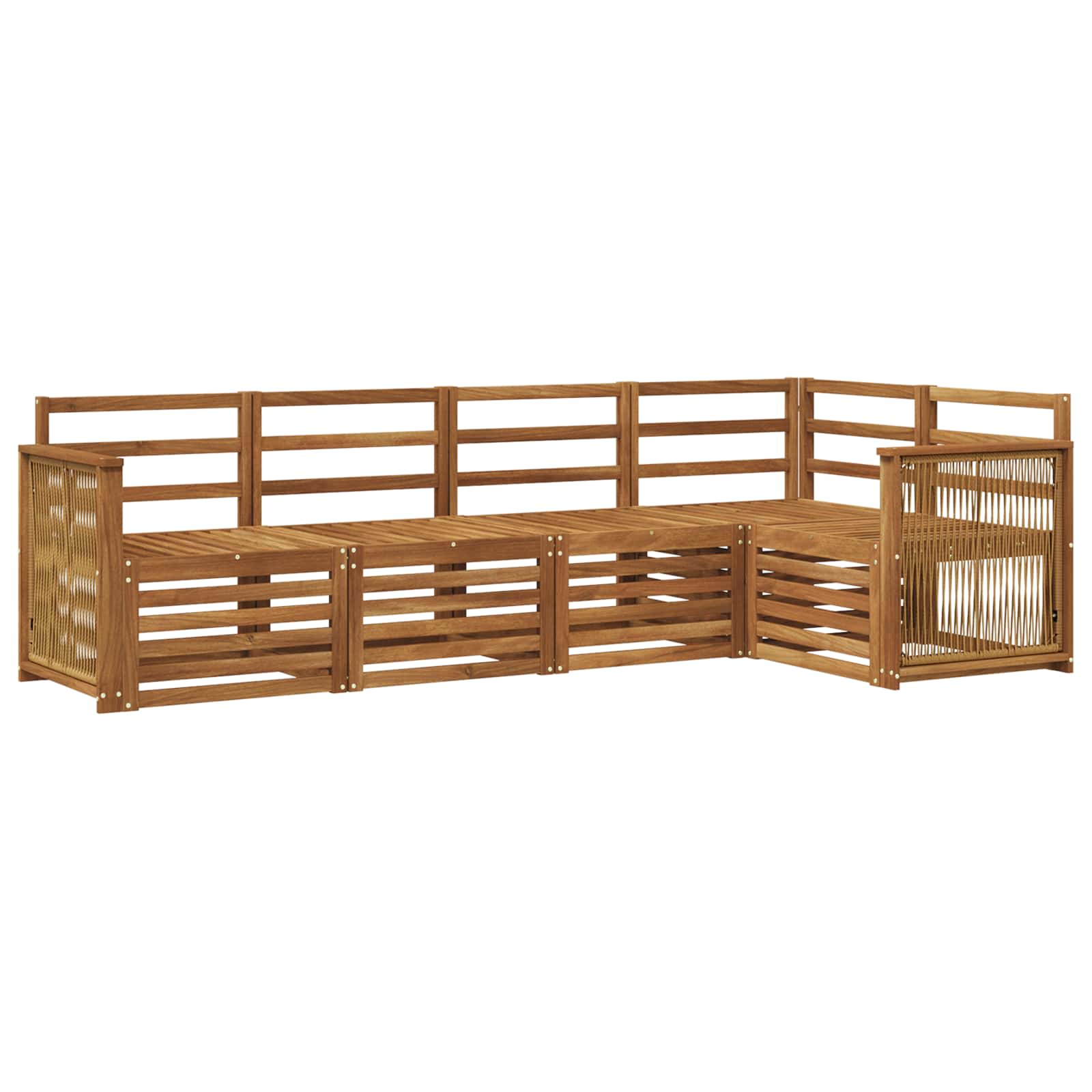 Ensemble de canapé d'angle 4 pcs Naturel Bois d'Acacia Massif - XIOS