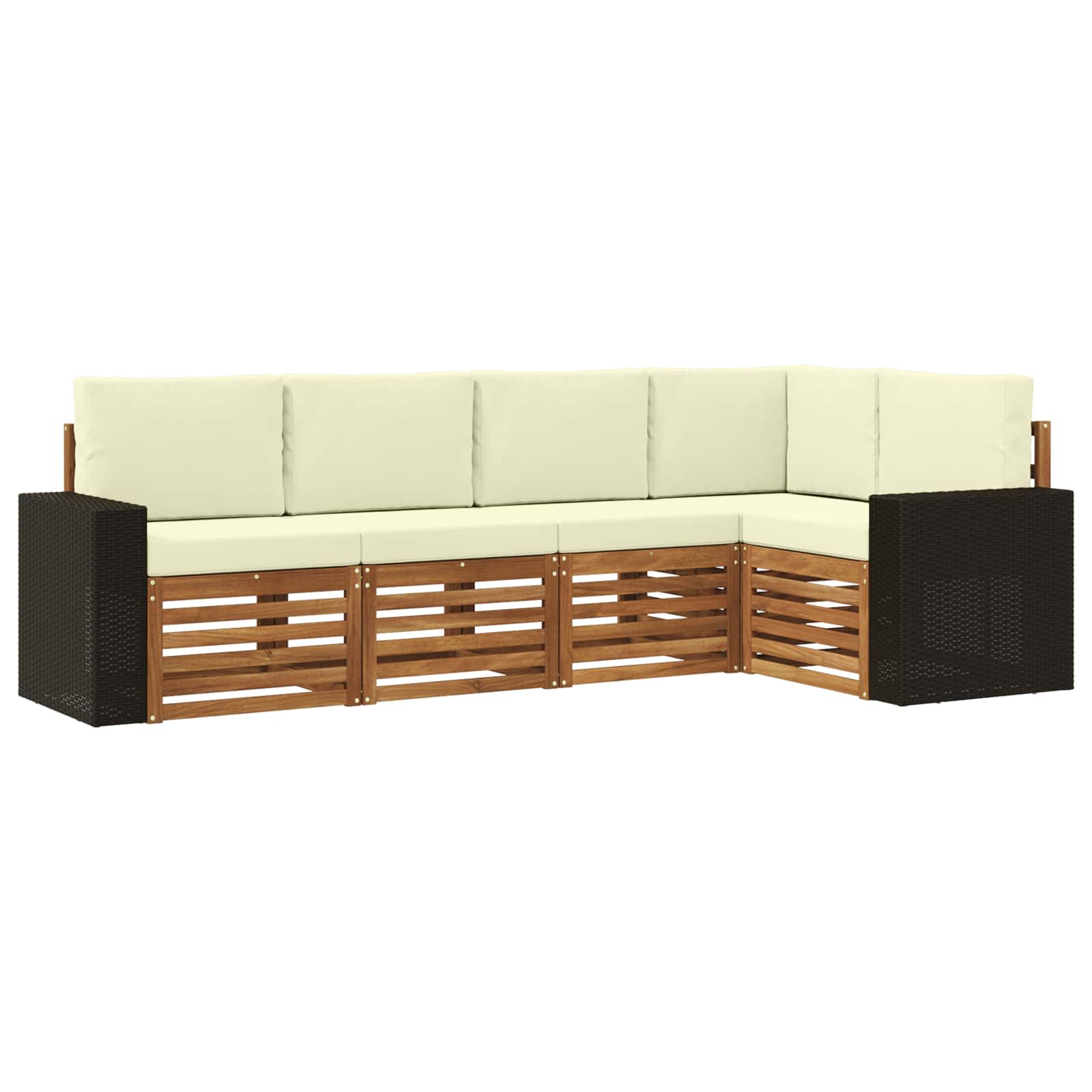 Ensemble de canapé d'angle avec coussin 5 pcs Naturel et Crème - XIOS