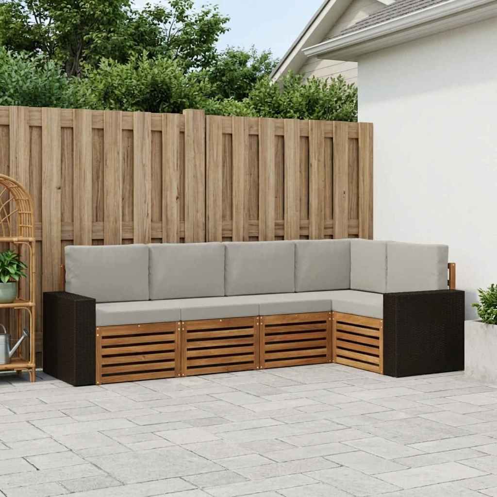 Ensemble de canapé d'angle 5 pcs Naturel et gris clair - XIOS
