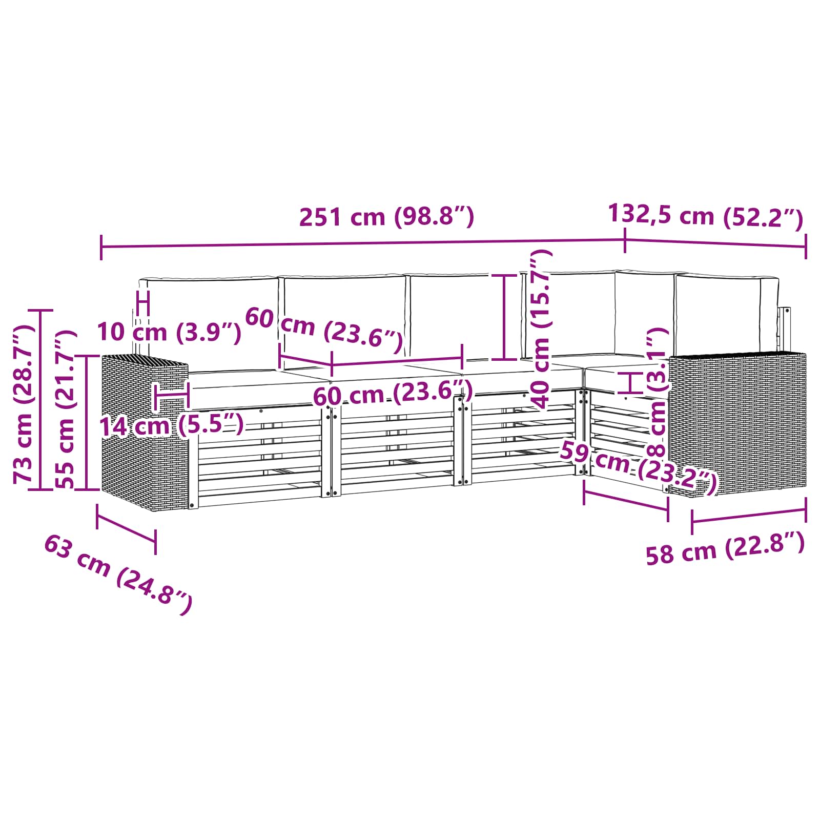 Ensemble de canapé d'angle 5 pcs Naturel et gris clair - XIOS