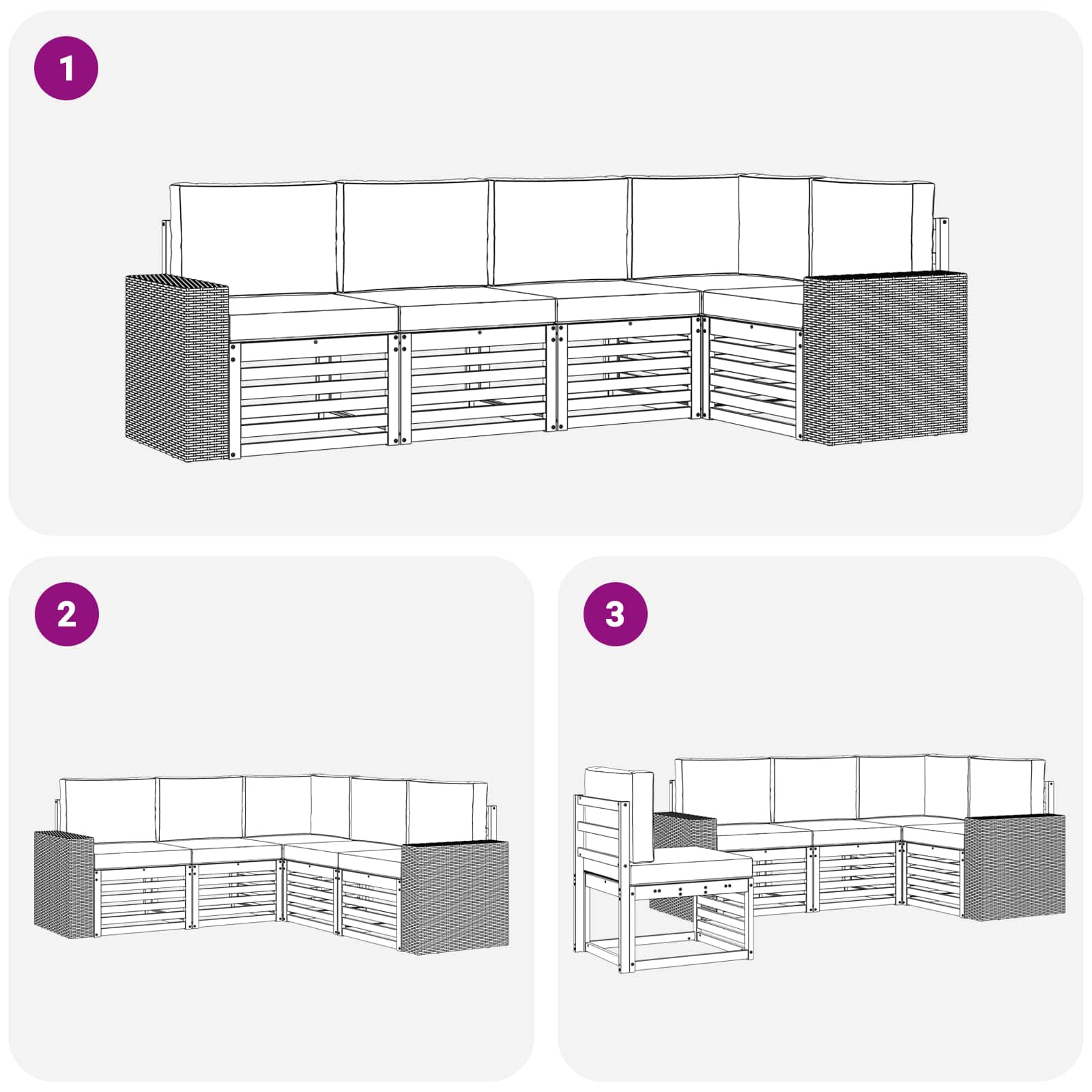 Ensemble de canapé d'angle 5 pcs Naturel et gris clair - XIOS