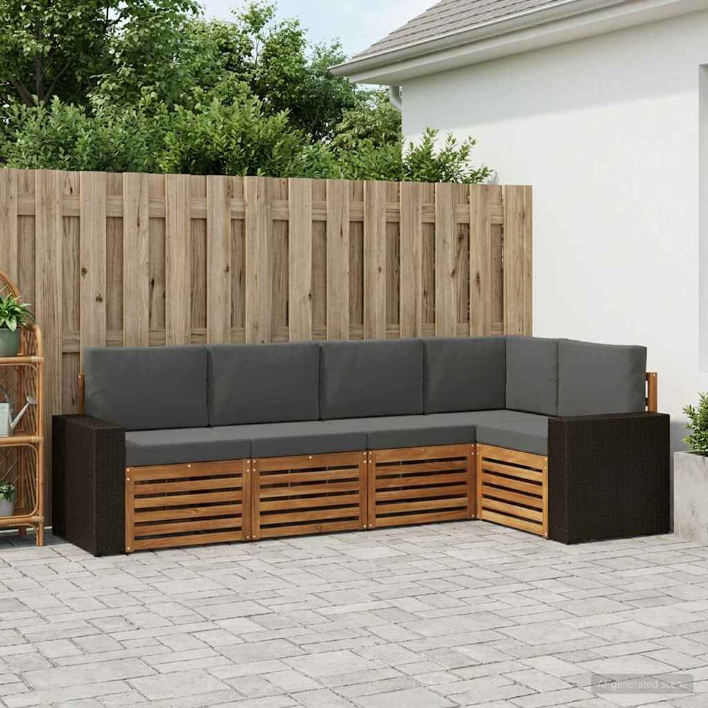 Ensemble de canapés d'extérieur 5 pc Naturel et Anthracite
