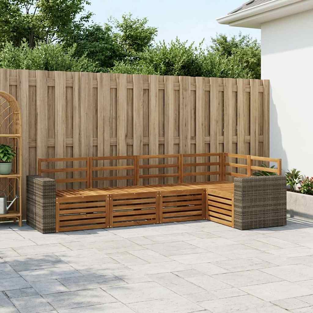 Ensemble de canapé d'angle 5 pcs Naturel Bois d'Acacia Massif - XIOS