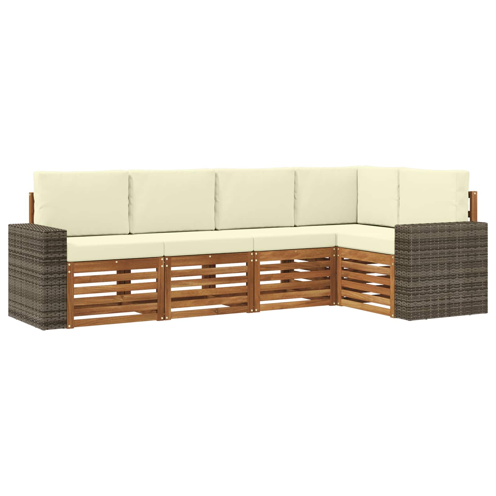 Ensemble de canapé d'angle avec coussin 5 pcs Naturel et Crème - XIOS