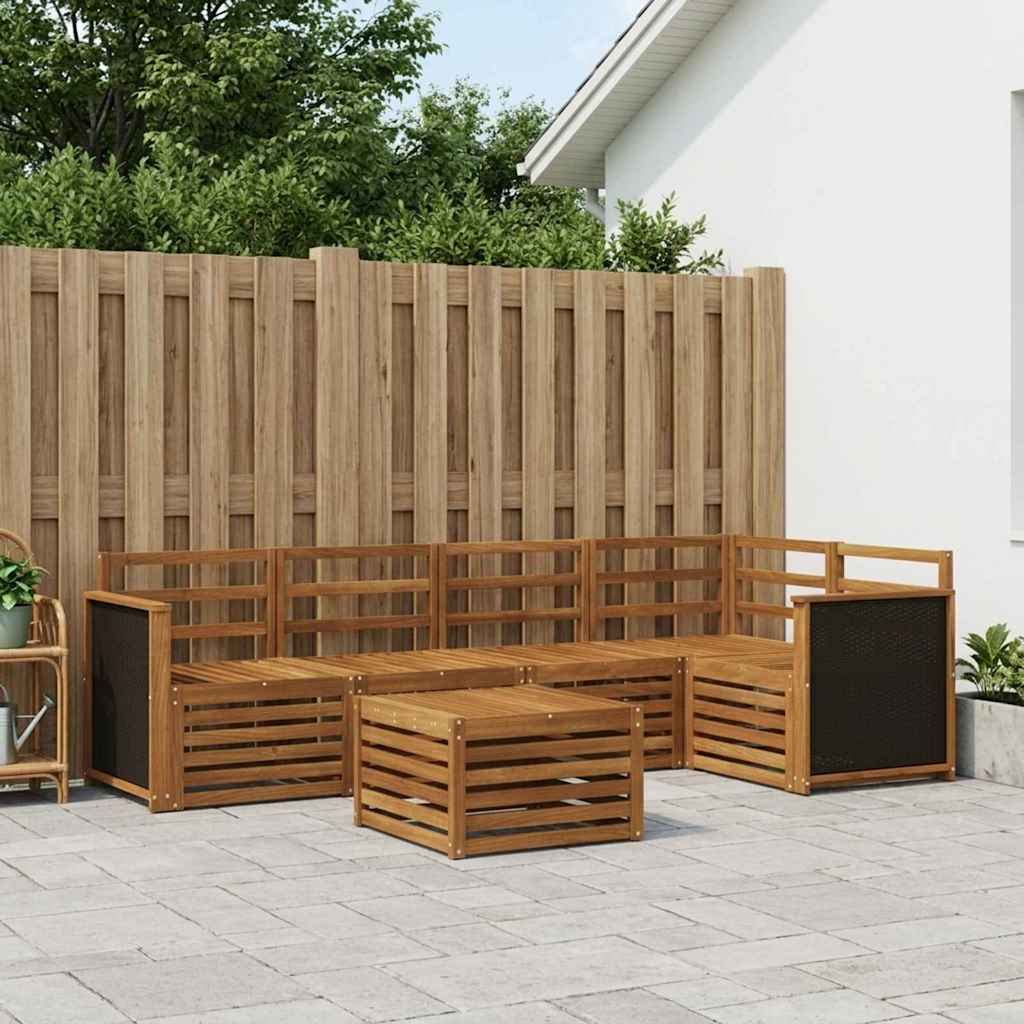 Ensemble de canapé d'angle 5 pcs Naturel Bois d'Acacia Massif - XIOS